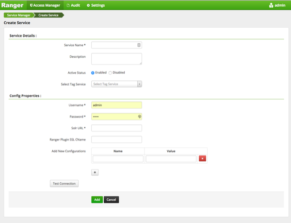 Ranger > Create Service page.