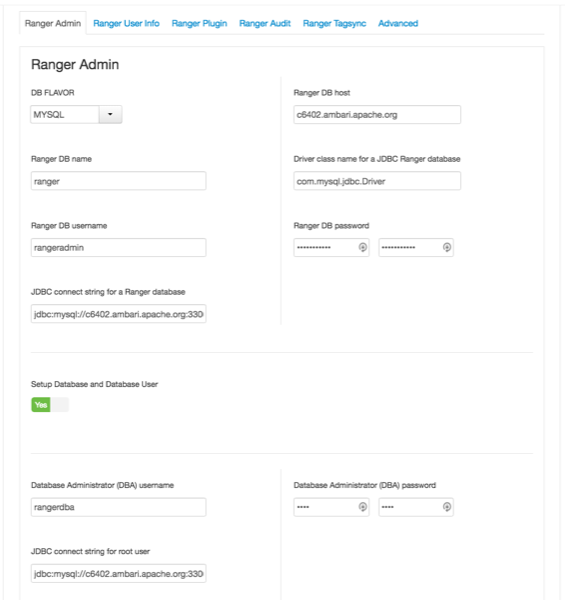 Under Ambari > Ranger > Configs > Ranger Admin, DB FLAVOR where MYSQL is selected.