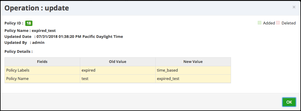 Audit>Admin: update example