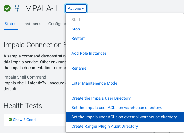 Set impala user acls