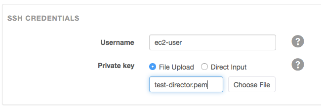 Sample image of the SSH Credentials section.